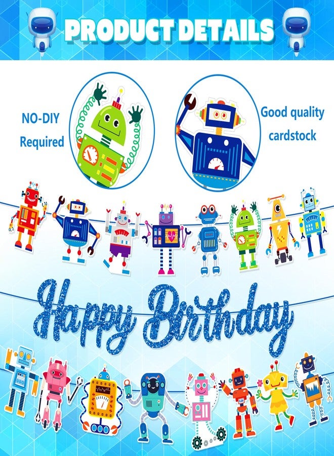Lide Road 3Pcs Fun Robot Birthday Party Banner Cartoon Decorations Pink Robot Happy Birthday Banner Robots Banners Sign for Cartoon Baby Shower Party Supplies - Image 3
